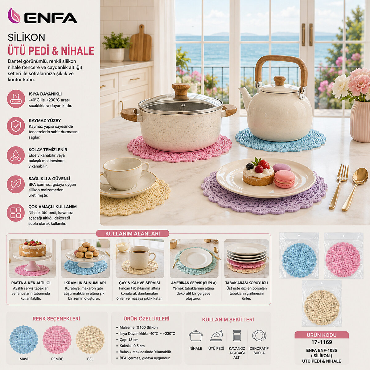 ENFA ENF-1085 ( SİLİKON ) NİHALE RENKLİ*12X10