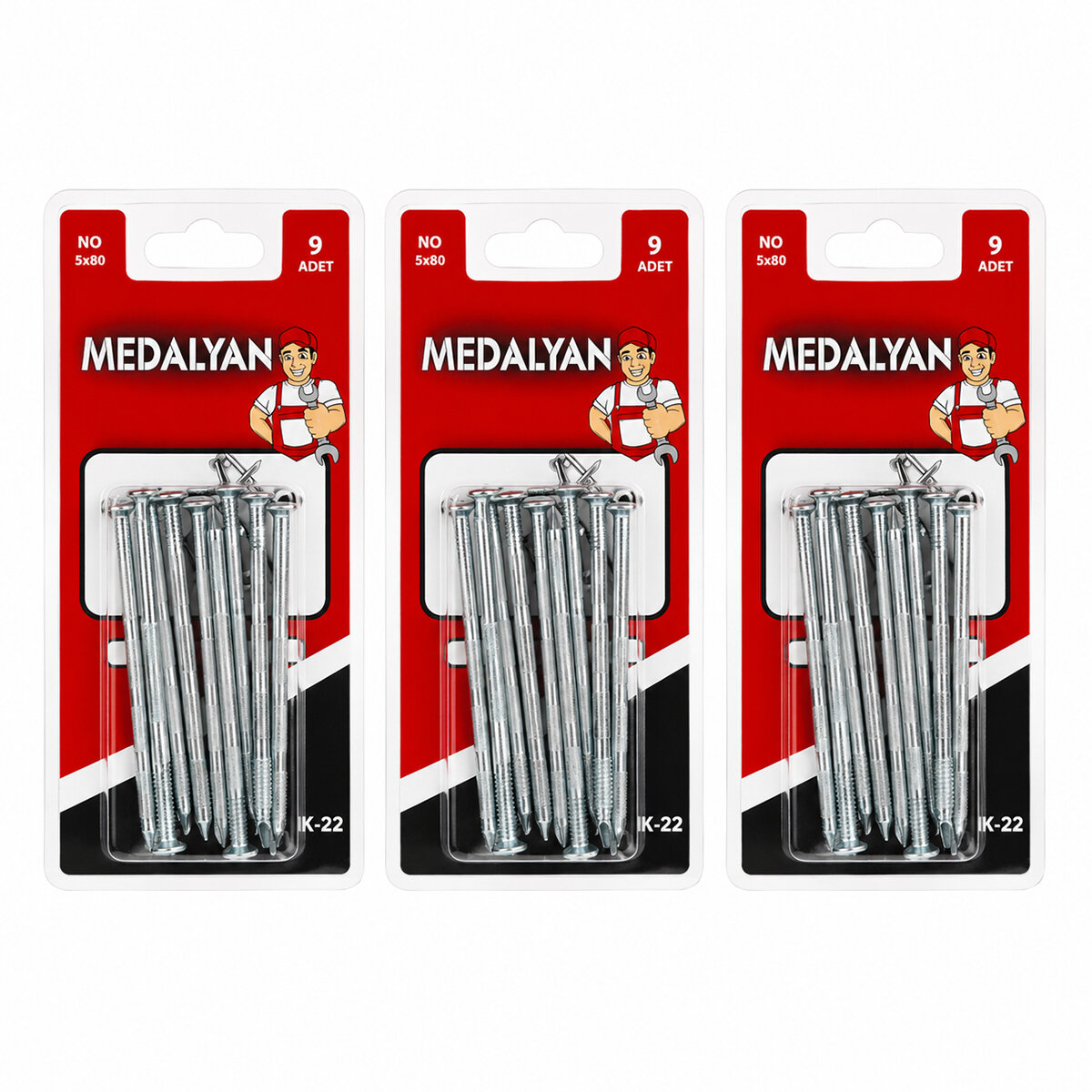 MEDALYAN DL-22 ( 5X80 ) ( 9PCS ) ( BETON ) ÇELİK ÇİVİ*12X12 MEDALYAN DL-22 ( 5X80 ) ( 9PCS ) ( BETON ) ÇELİK ÇİVİ*12X12