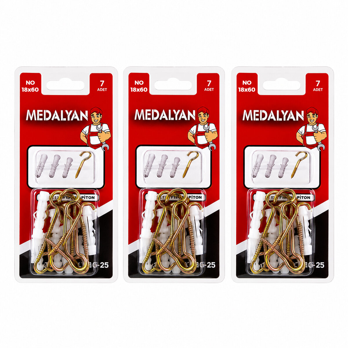 MEDALYAN DL-25 ( 18X60 ) ( 7PCS ) AÇIK PİTON DÜBELLİ*12X12 MEDALYAN DL-25 ( 18X60 ) ( 7PCS ) AÇIK PİTON DÜBELLİ*12X12