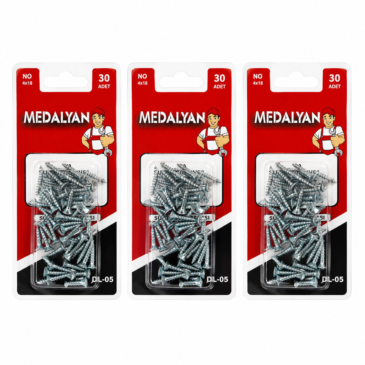 MEDALYAN DL-05 ( 4X18 ) ( 30PCS ) SUNTA VİDASI*12X12 MEDALYAN DL-05 ( 4X18 ) ( 30PCS ) SUNTA VİDASI*12X12