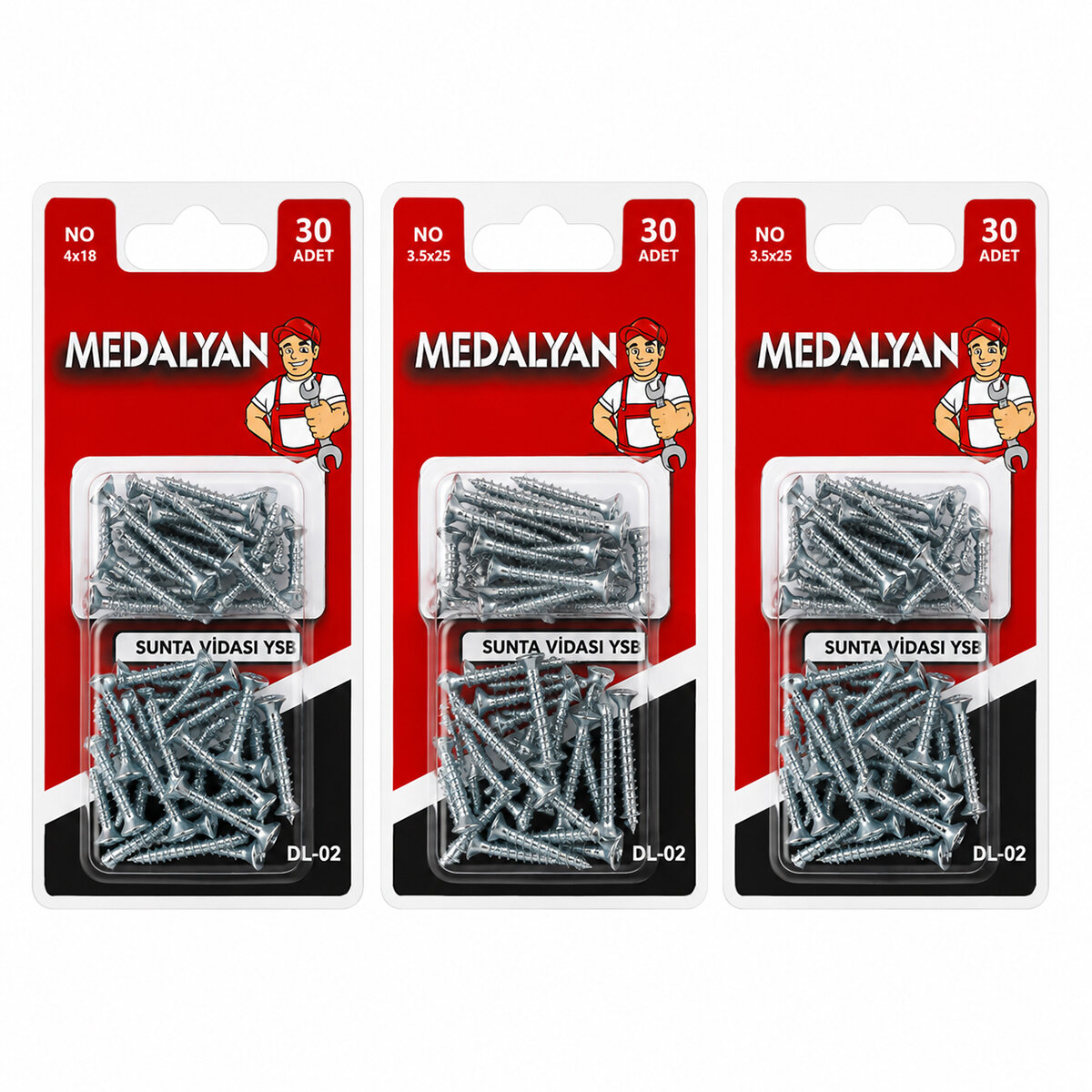MEDALYAN DL-02 ( 3.5X25 ) ( 30PCS ) SUNTA VİDASI*12X12 MEDALYAN DL-02 ( 3.5X25 ) ( 30PCS ) SUNTA VİDASI*12X12