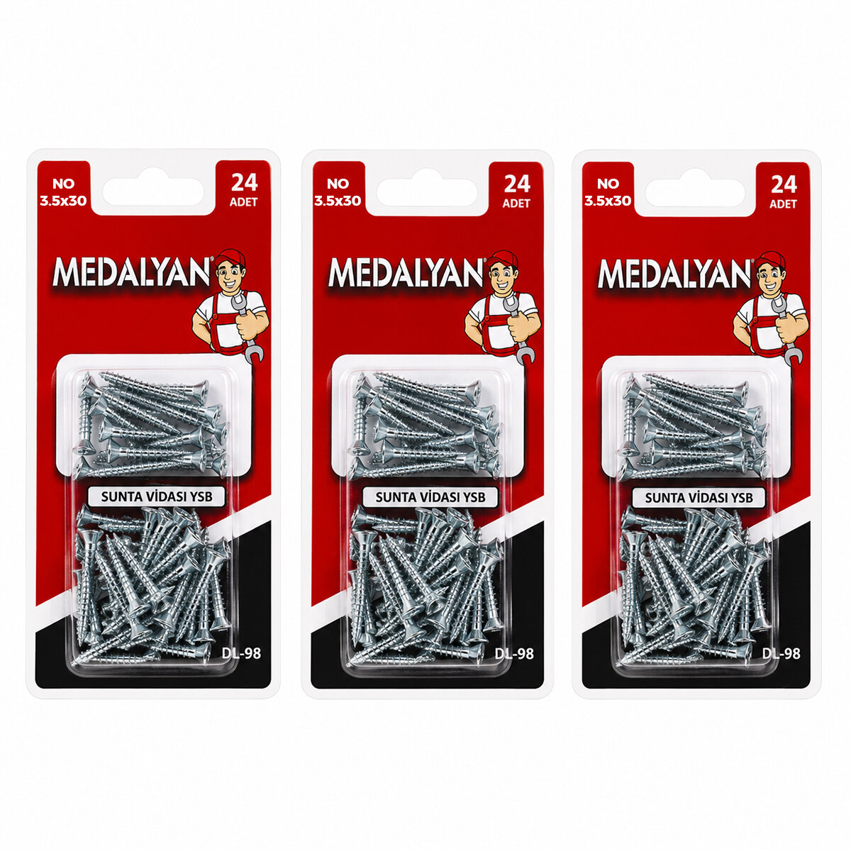 MEDALYAN DL-98 ( 3.5X30 ) ( 24PCS ) SUNTA VİDASI*12X12 MEDALYAN DL-98 ( 3.5X30 ) ( 24PCS ) SUNTA VİDASI*12X12