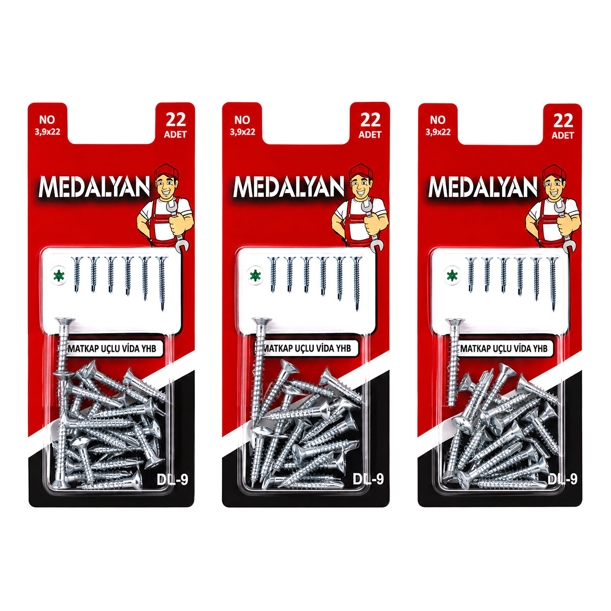 MEDALYAN DL-09 ( 3.9X22 ) ( 22PCS ) MATKAP UÇLU VİDA YHB*12X12 MEDALYAN DL-09 ( 3.9X22 ) ( 22PCS ) MATKAP UÇLU VİDA YHB*12X12