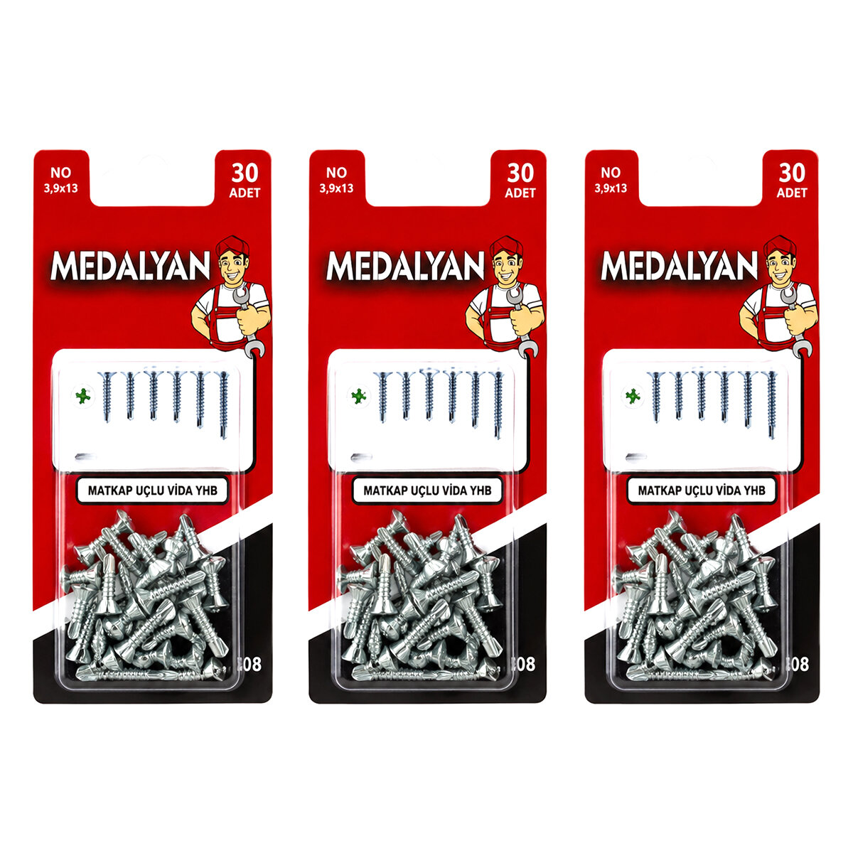 MEDALYAN DL-08 ( 3.9X13 ) ( 30PCS ) MATKAP UÇLU VİDA YHB*12X12 MEDALYAN DL-08 ( 3.9X13 ) ( 30PCS ) MATKAP UÇLU VİDA YHB*12X12