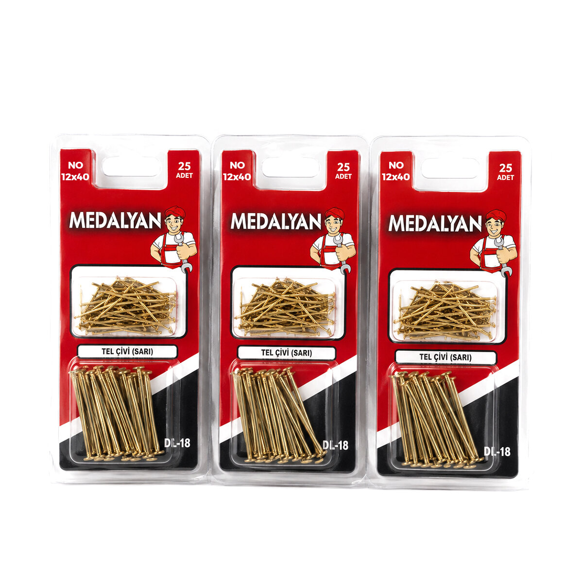 MEDALYAN DL-18 ( 12X40 ) ( 25PCS ) SARI TP ÇELİK TEL ÇİVİ*12X12
