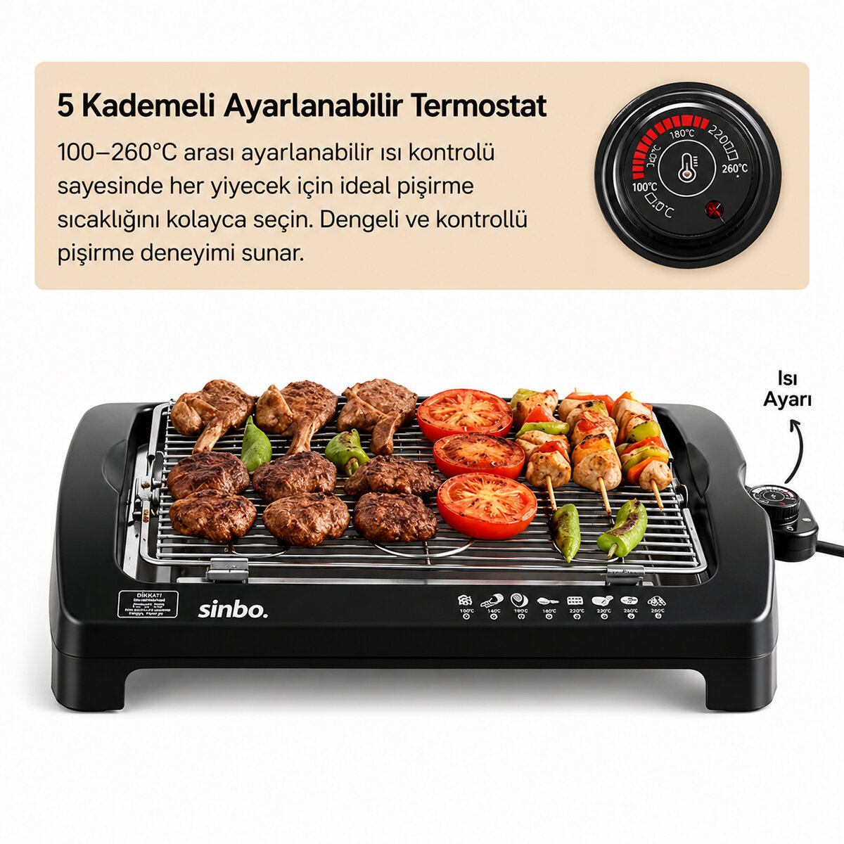 SİNBO SBG-7102 ELEKTRİKLİ IZGARA (KOKUSUZ & DUMANSIZ) (5 KADEMELİ TERMOSTAT=100-260℃) ( YAPIŞMAZ ) (KOLAY TEMİZLENİR) (2000W)*2 SİNBO SBG-7102 ELEKTRİKLİ IZGARA (KOKUSUZ & DUMANSIZ) (5 KADEMELİ TERMOSTAT=100-260℃) ( YAPIŞMAZ ) (KOLAY TEMİZLENİR) (2000W)*2
