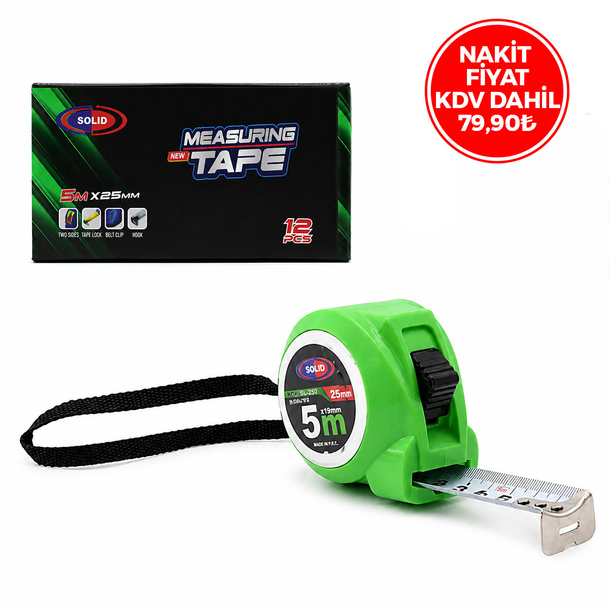 SOLİD MEASURING TAPE  ( 5MTX25MM ) LUX ŞERİT METRE *12X16