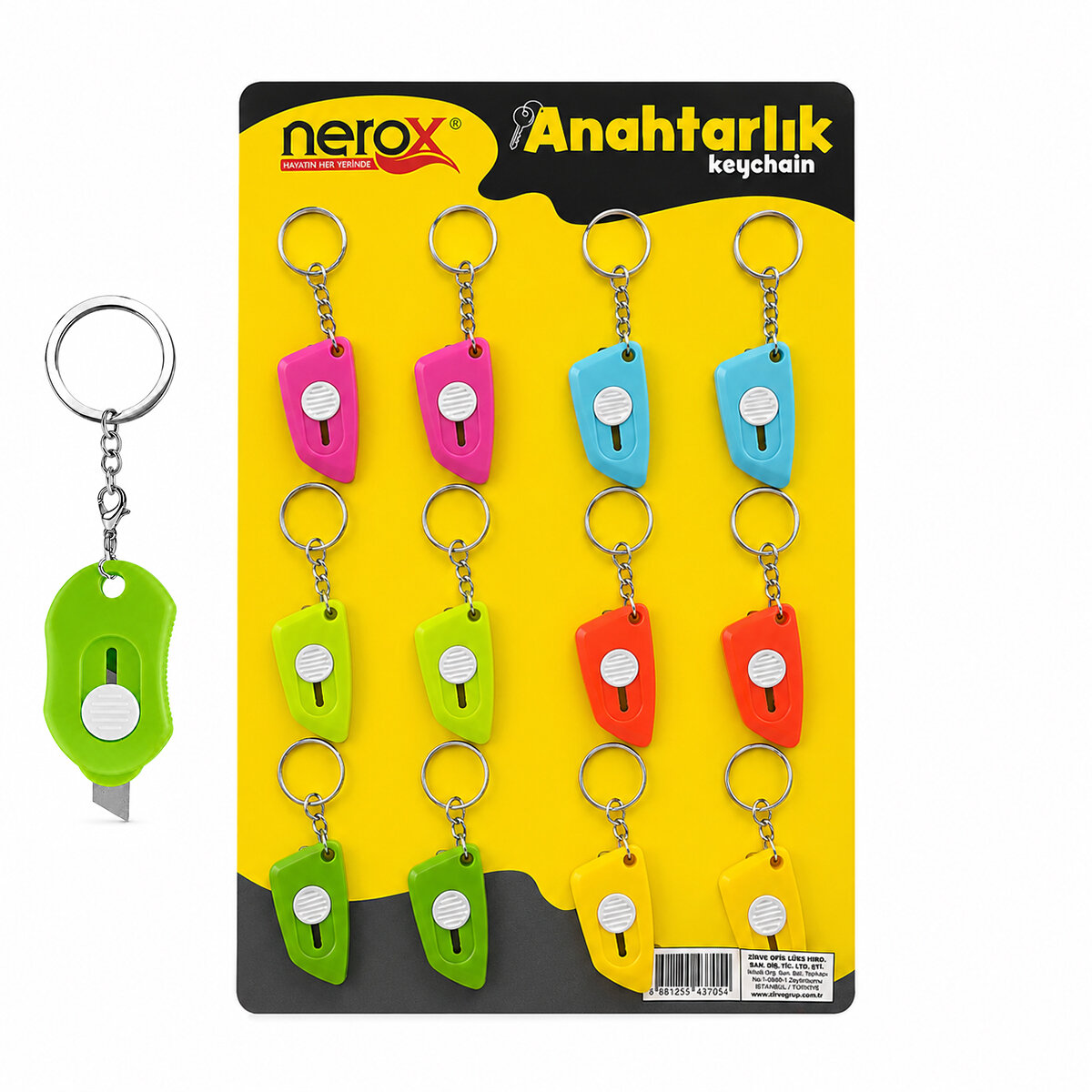 NEROX NRX-4077  ( MİNİ FALÇATA ) ( ANAHTARLIK ) ( RENKLİ PLASTİK ) ( 7.5CM X 1.5--2CM )*12X100