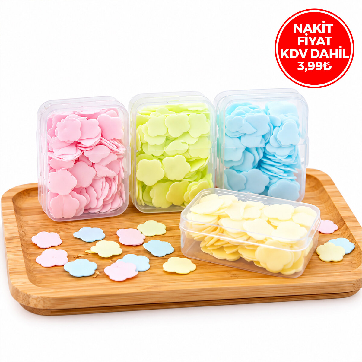 HASUBA SEVİMLİ SABUNLAR HS-400 (MİNİ=1.2-1.5CM) (SEYAHAT & PİKNİK & OKULDA) (160PCS ± 10) (MİX:KALP& YVRLK&ÇİÇEK)*24X40