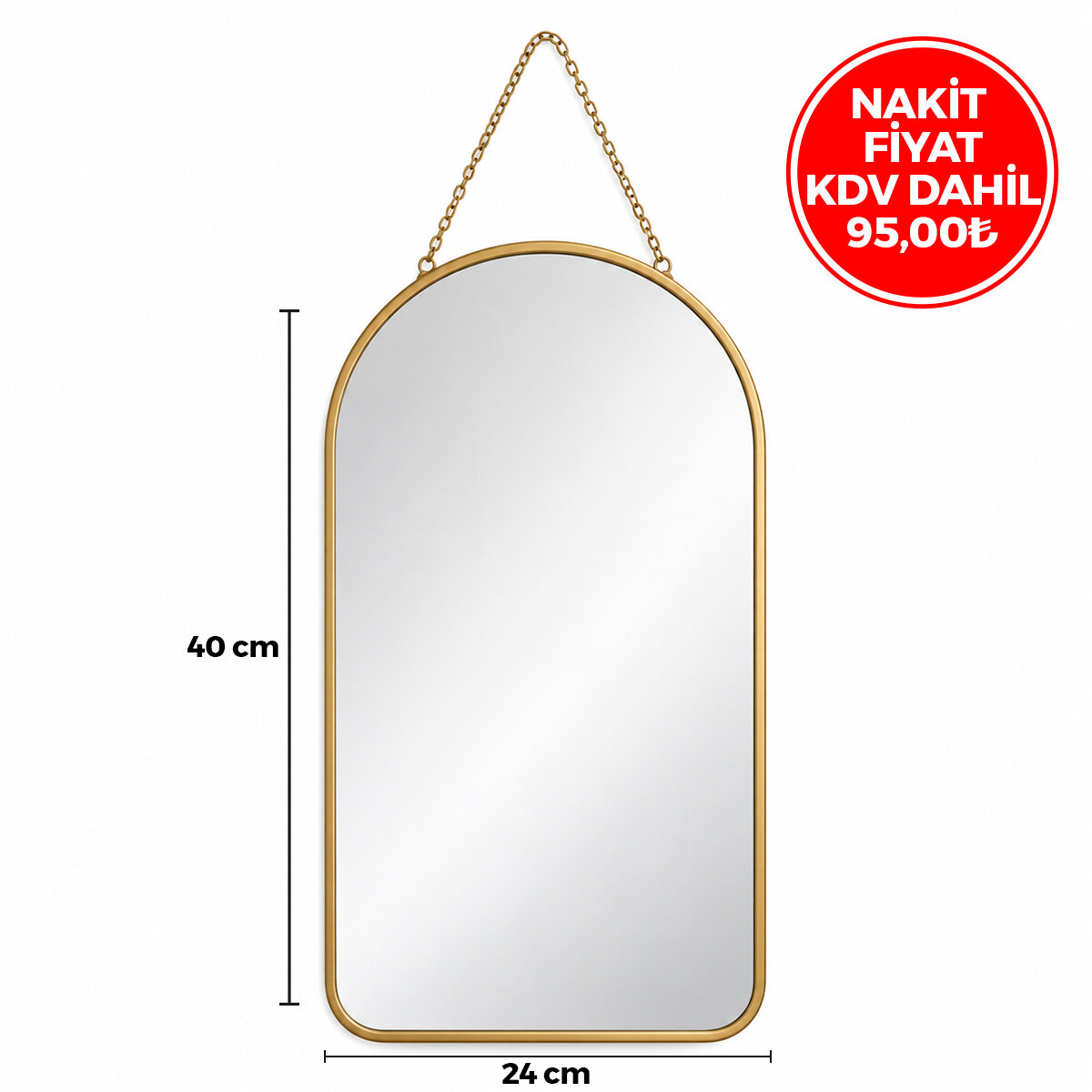 İBİCO İ15-085 ( GOLD ÇERÇEVELİ ) DEKORATİF DUVAR AYNA ( İP ASKILI ) ( 24X40CM )*18=K