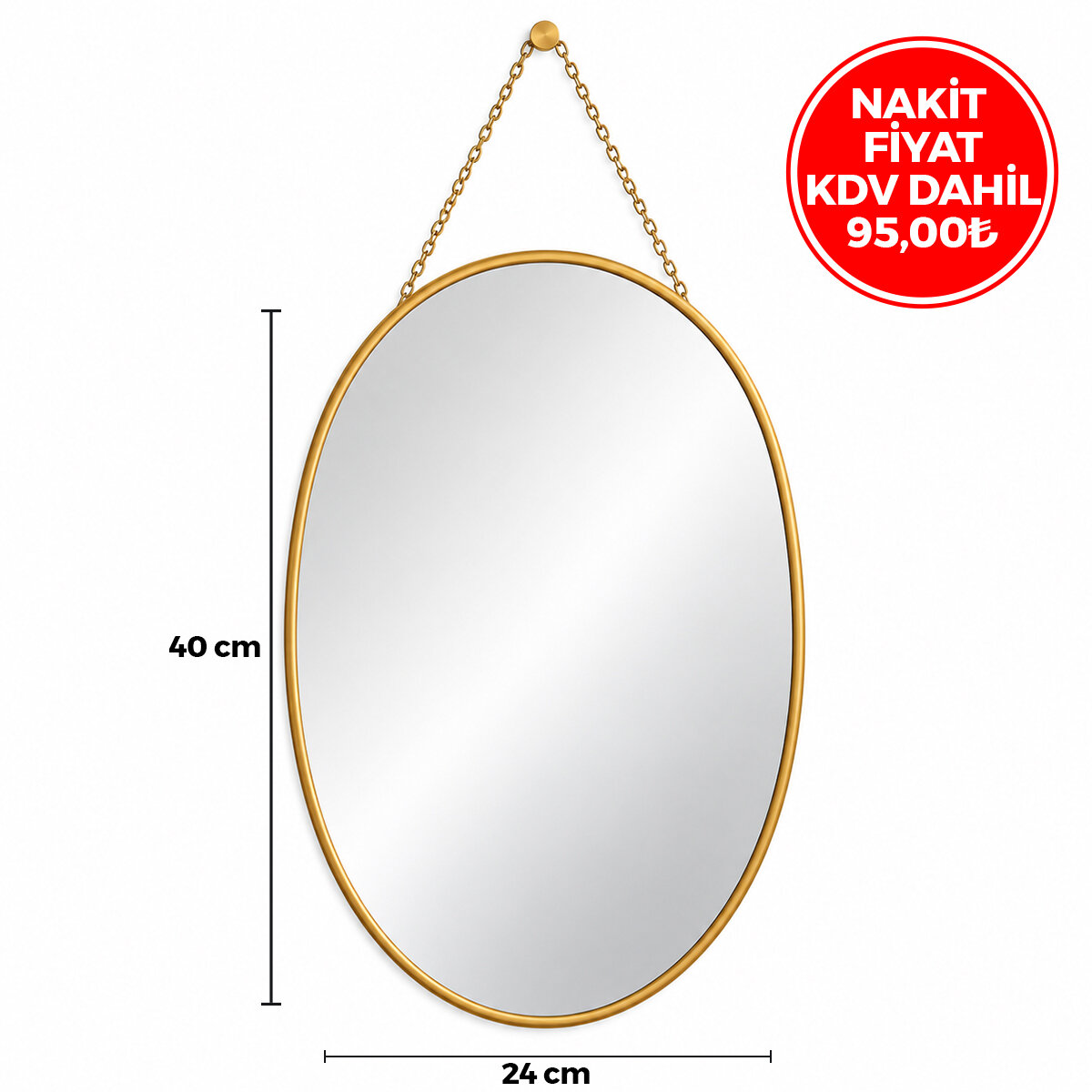 İBİCO İ15-088 ( GOLD ÇERÇEVELİ ) DEKORATİF DUVAR AYNA ( İP ASKILI ) ( 24X40CM )*18=K
