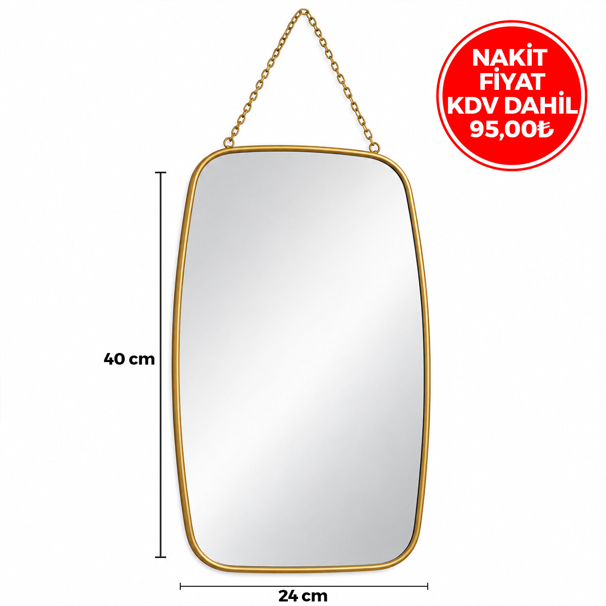 İBİCO İ15-086 ( GOLD ÇERÇEVELİ ) DEKORATİF DUVAR AYNA ( İP ASKILI ) ( 24X40CM )*18=K