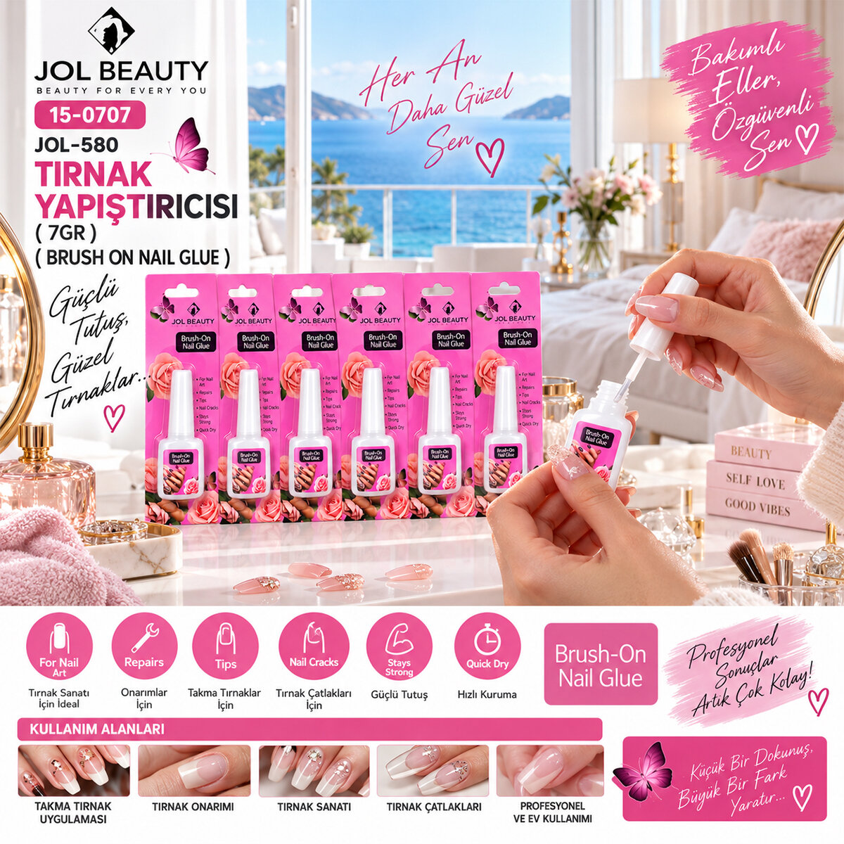 JOL BEAUTY JOL-580 TIRNAK YAPIŞTIRICISI ( 7GR ) ( BRUSH ON NAİL GLUE )*12X100 JOL BEAUTY JOL-580 TIRNAK YAPIŞTIRICISI ( 7GR ) ( BRUSH ON NAİL GLUE )*12X100
