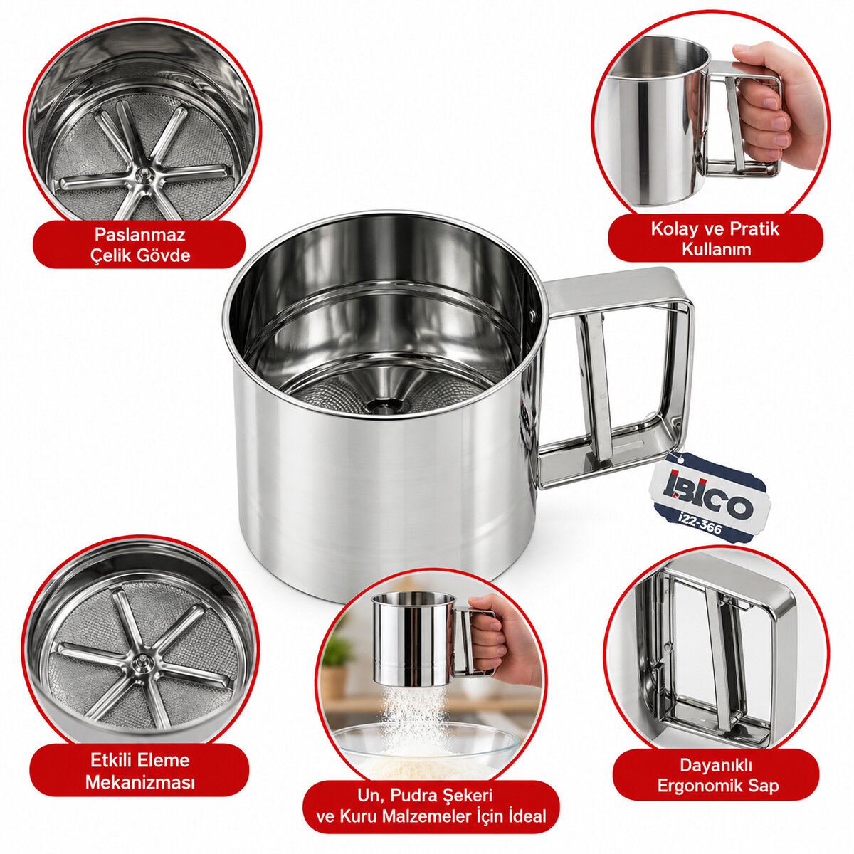İBİCO İ22-366 ( METAL ) ( PRATİK ÇEVİRMELİ ) UN ELEK ) ( MAX - 250GR )*12X10 İBİCO İ22-366 ( METAL ) ( PRATİK ÇEVİRMELİ ) UN ELEK ) ( MAX - 250GR )*12X10