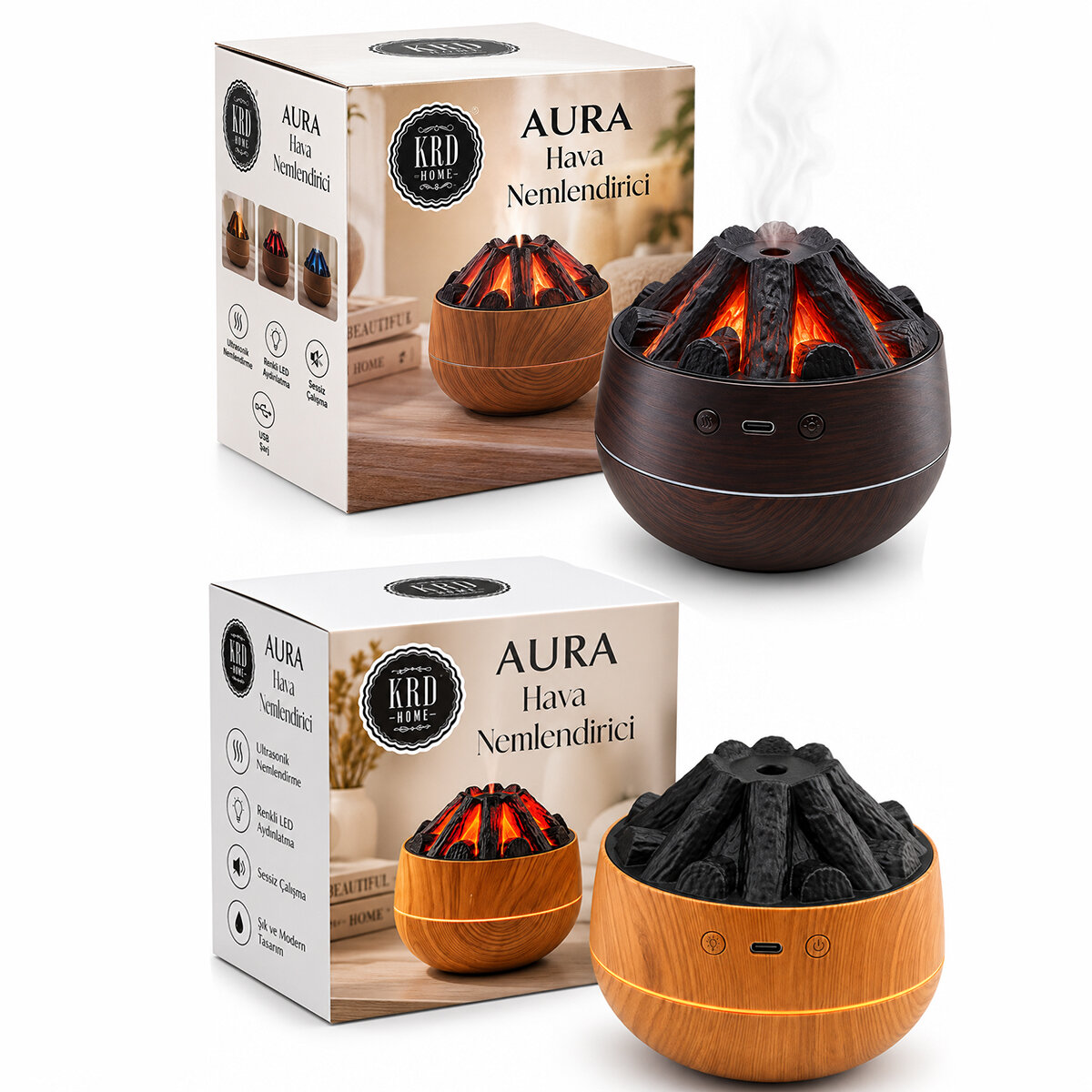KRD HOME-8778 AURA ( ŞÖMİNE ) HAVA NEMLENDİRİCİ ( BUHAR MAKİNE & KOKU GİDERİCİ)*80