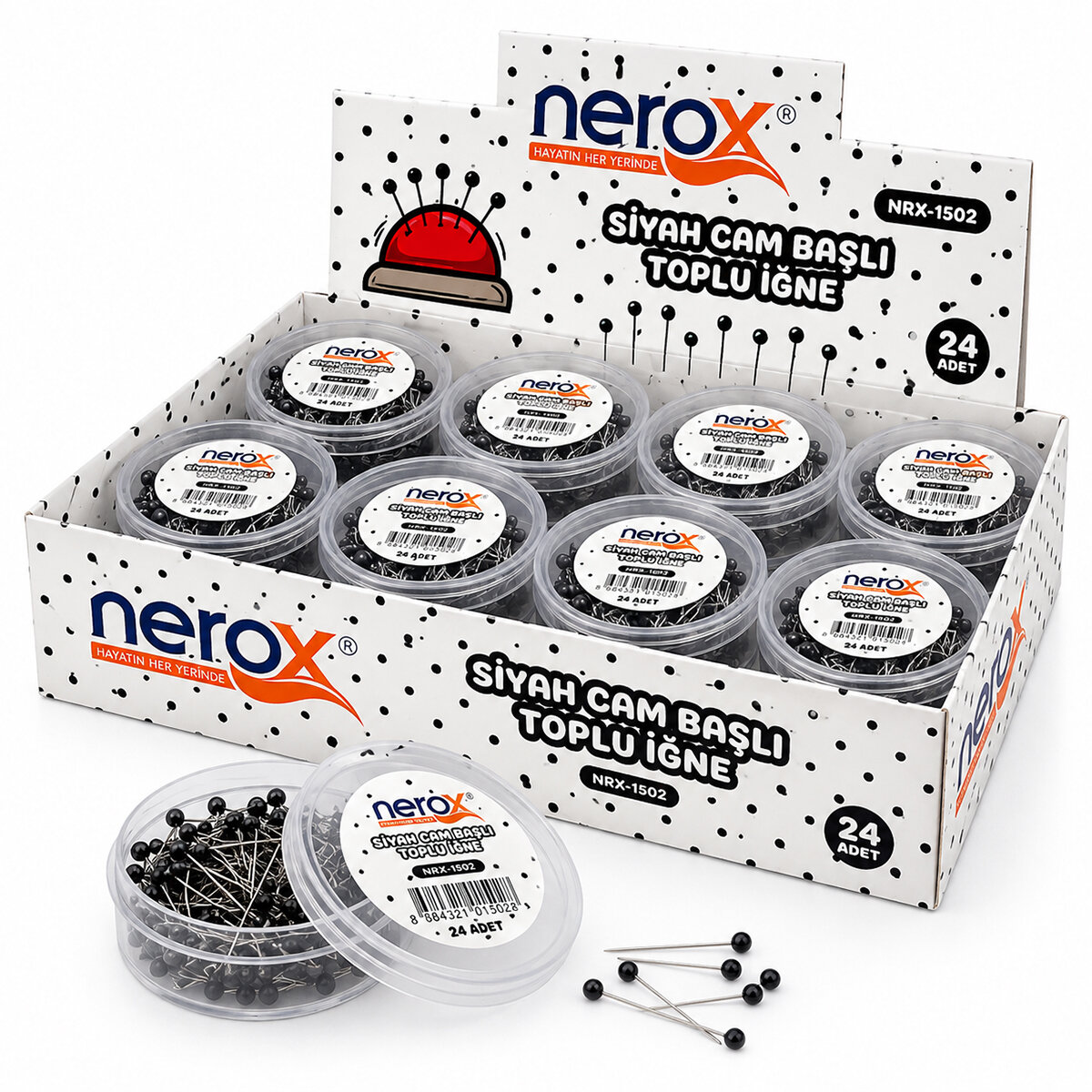 NEROX NRX-1502 ( SİYAH ) ( PLS.KUTULU ) ( MİNİ ) CAM BAŞLI BAŞÖRTÜ İĞNESİ*24X50 NEROX NRX-1502 ( SİYAH ) ( PLS.KUTULU ) ( MİNİ ) CAM BAŞLI BAŞÖRTÜ İĞNESİ*24X50