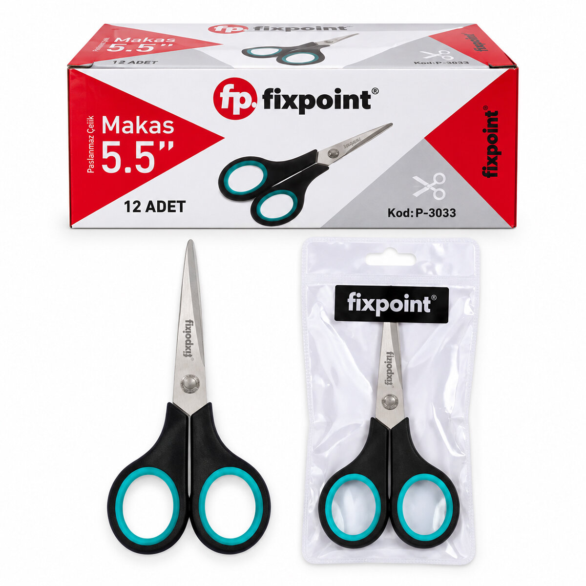 FİXPOİNT P-3033 ( 5.5" ) KÜÇÜK YEŞİL & LACİVERT MAKAS*12X50 FİXPOİNT P-3033 ( 5.5" ) KÜÇÜK YEŞİL & LACİVERT MAKAS*12X50