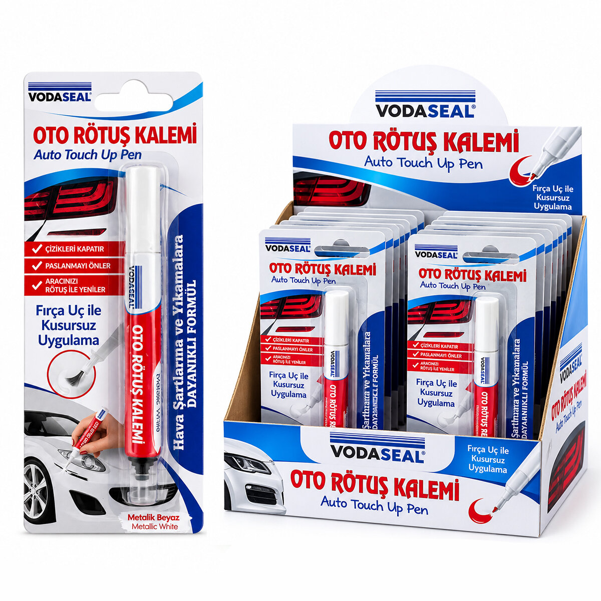 VODASEAL OTOMW ( METALİK BEYAZ ) OTO RÖTUŞ KALEM ( FIRÇA UÇ ) ( 5ML )*12X1