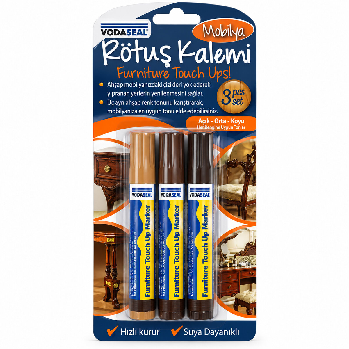 VODASEAL MRK-003 ( 3PCS ) MOBİLYA RÖTUŞ KALEM SET ( AÇIK - ORTA - KOYU K.RENGİ )*48 VODASEAL MRK-003 ( 3PCS ) MOBİLYA RÖTUŞ KALEM SET ( AÇIK - ORTA - KOYU K.RENGİ )*48