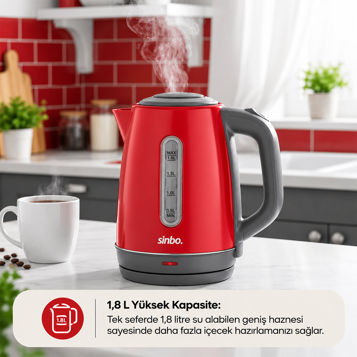 SİNBO SK-8031 ( KIRMIZI ) ( ÇELİK ) KETTLE SU ISITICISI (KABLOSUZ KULLANIM) ( 1.8LT ) (360° DÖNEBİLME) (OTOMATİK KAPANMA)*4 SİNBO SK-8031 ( KIRMIZI ) ( ÇELİK ) KETTLE SU ISITICISI (KABLOSUZ KULLANIM) ( 1.8LT ) (360° DÖNEBİLME) (OTOMATİK KAPANMA)*4