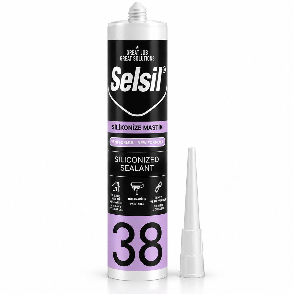 SELSİL-38 KOD-3041 ( SİYAH ) ( MASTİK ) SİLİKONİZE AKRİLİK ( YENİ FORMÜL ) ( 500GR )*25=K SELSİL-38 KOD-3041 ( SİYAH ) ( MASTİK ) SİLİKONİZE AKRİLİK ( YENİ FORMÜL ) ( 500GR )*25=K