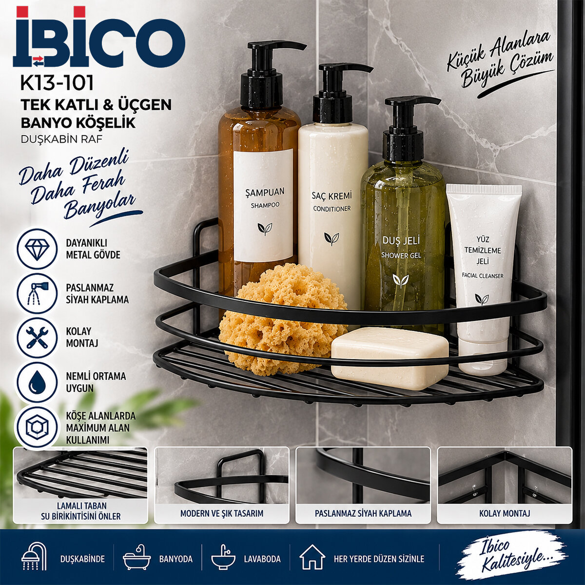 İBİCO K13-101 ( LAMALI ) ( TEK KATLI & ÜÇGEN ) ( SİYAH ) ( METAL ) BANYO KÖŞELİK & DUŞKABİN RAF*60 İBİCO K13-101 ( LAMALI ) ( TEK KATLI & ÜÇGEN ) ( SİYAH ) ( METAL ) BANYO KÖŞELİK & DUŞKABİN RAF*60