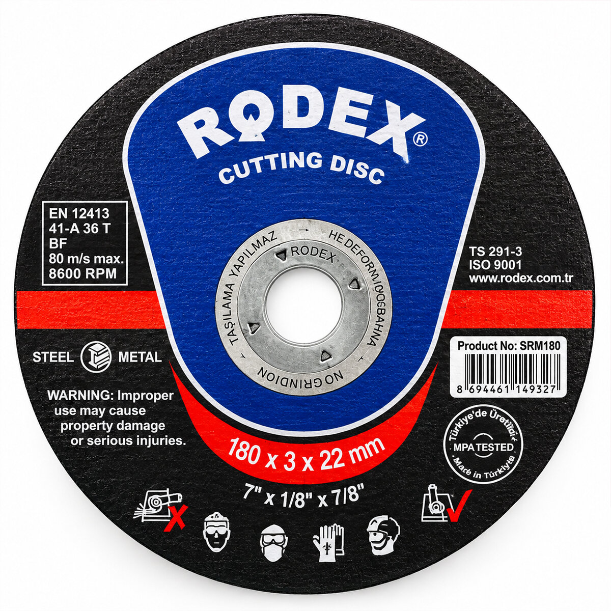 RODEX SRM-180 METAL KESİCİ DİSK ( 180X3X22MM ) FOR METAL ( SPRAL TAŞI )*150