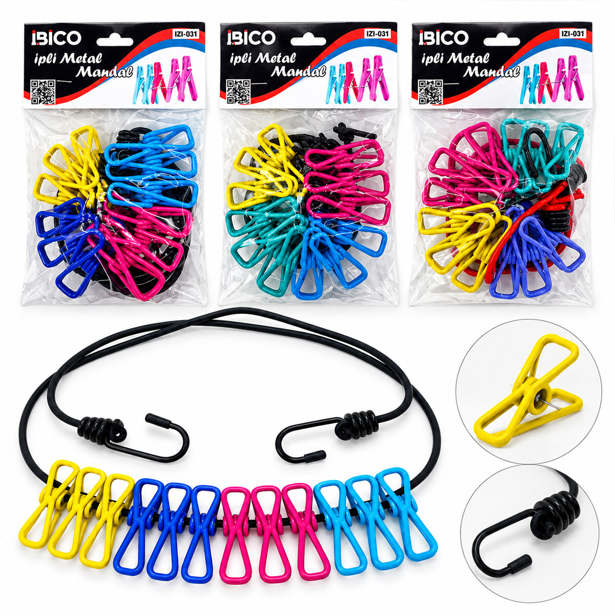 İBİCO İ21-031-İ20-031 (RENKLİ LASTİK=150CM--280CM E UZAR ) ÇAMAŞIR İPİ ( 12PCS METAL MANDALLI ) (BRKT-910316)*12X8 İBİCO İ21-031-İ20-031 (RENKLİ LASTİK=150CM--280CM E UZAR ) ÇAMAŞIR İPİ ( 12PCS METAL MANDALLI ) (BRKT-910316)*12X8