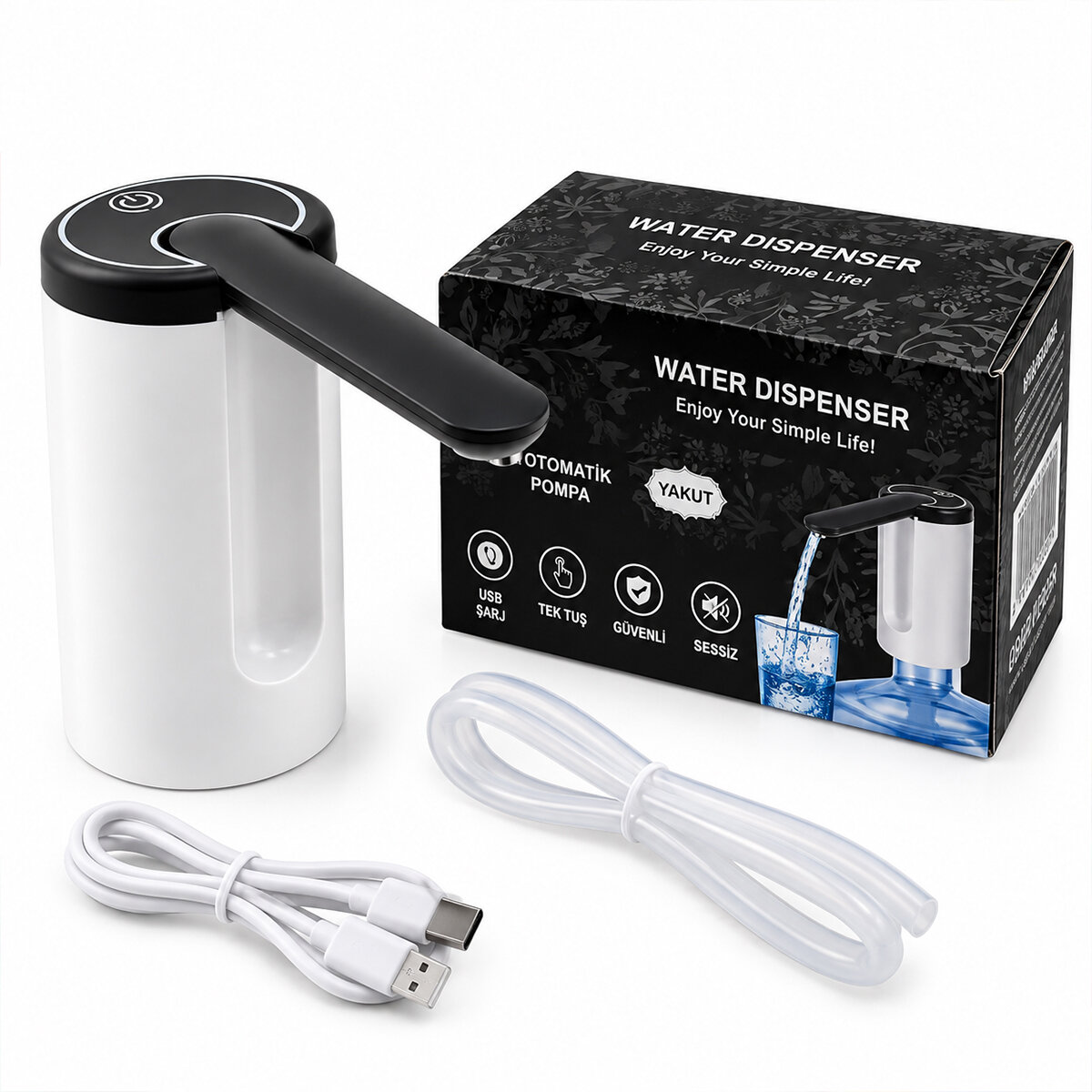 YAKUT-13781 ( USB ŞARJLI & OTOMATİK ) DAMACANA SU POMPASI ( 800MAH )*60
