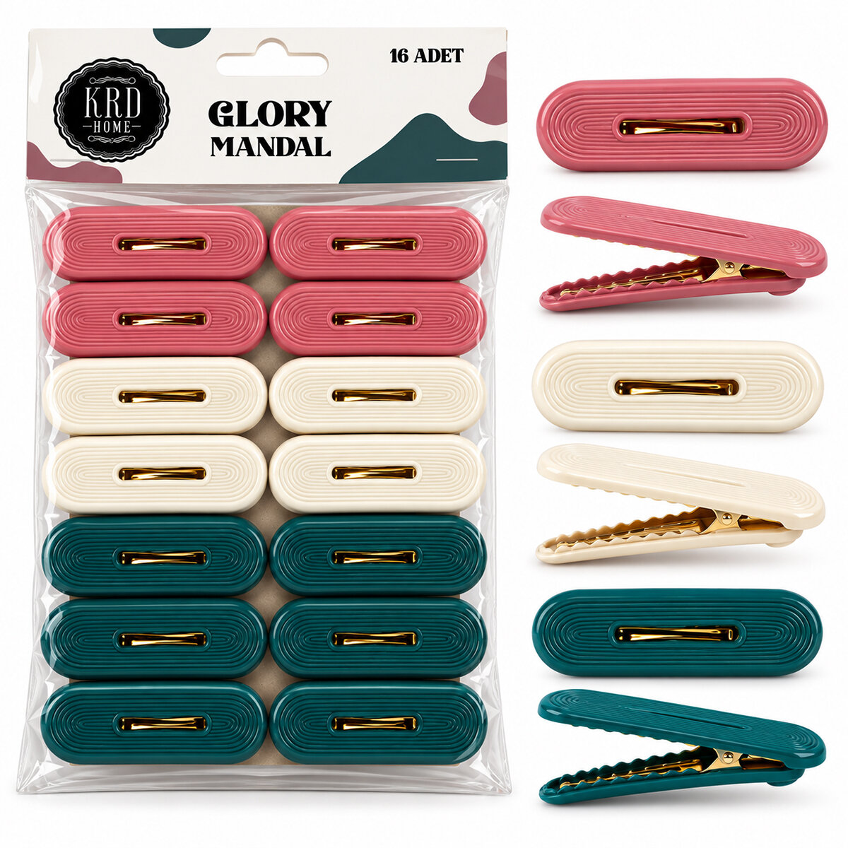 KRD HOME KRD-8756 ( 16PCS ) GLORY ÇAMAŞIR MANDALI ( RENKLİ PLASTİK & KABARTMA DESENLİ )*144 KRD HOME KRD-8756 ( 16PCS ) GLORY ÇAMAŞIR MANDALI ( RENKLİ PLASTİK & KABARTMA DESENLİ )*144