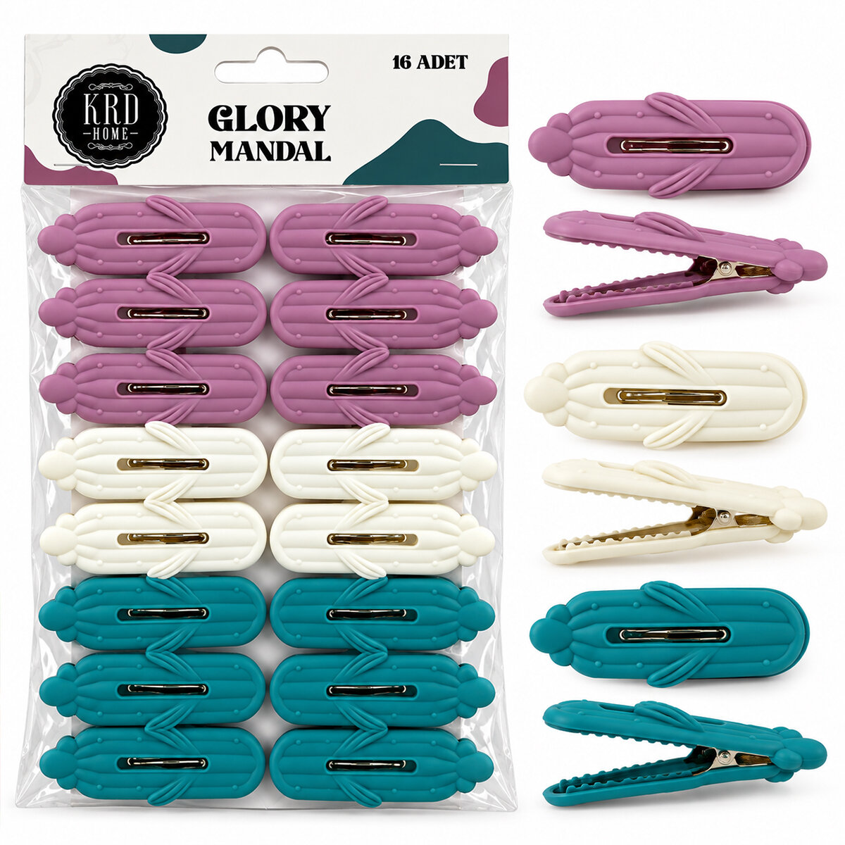 KRD HOME KRD-8758 ( 16PCS ) GLORY ÇAMAŞIR MANDALI ( RENKLİ PLASTİK & KABARTMA DESENLİ )*144 KRD HOME KRD-8758 ( 16PCS ) GLORY ÇAMAŞIR MANDALI ( RENKLİ PLASTİK & KABARTMA DESENLİ )*144