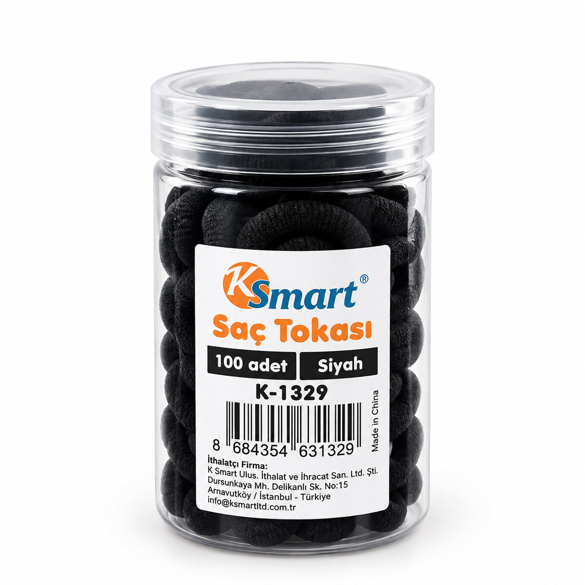 KSMART K-1329 ( 100PCS ) ( SİYAH ) LASTİK SAÇ TOKA*12X50
