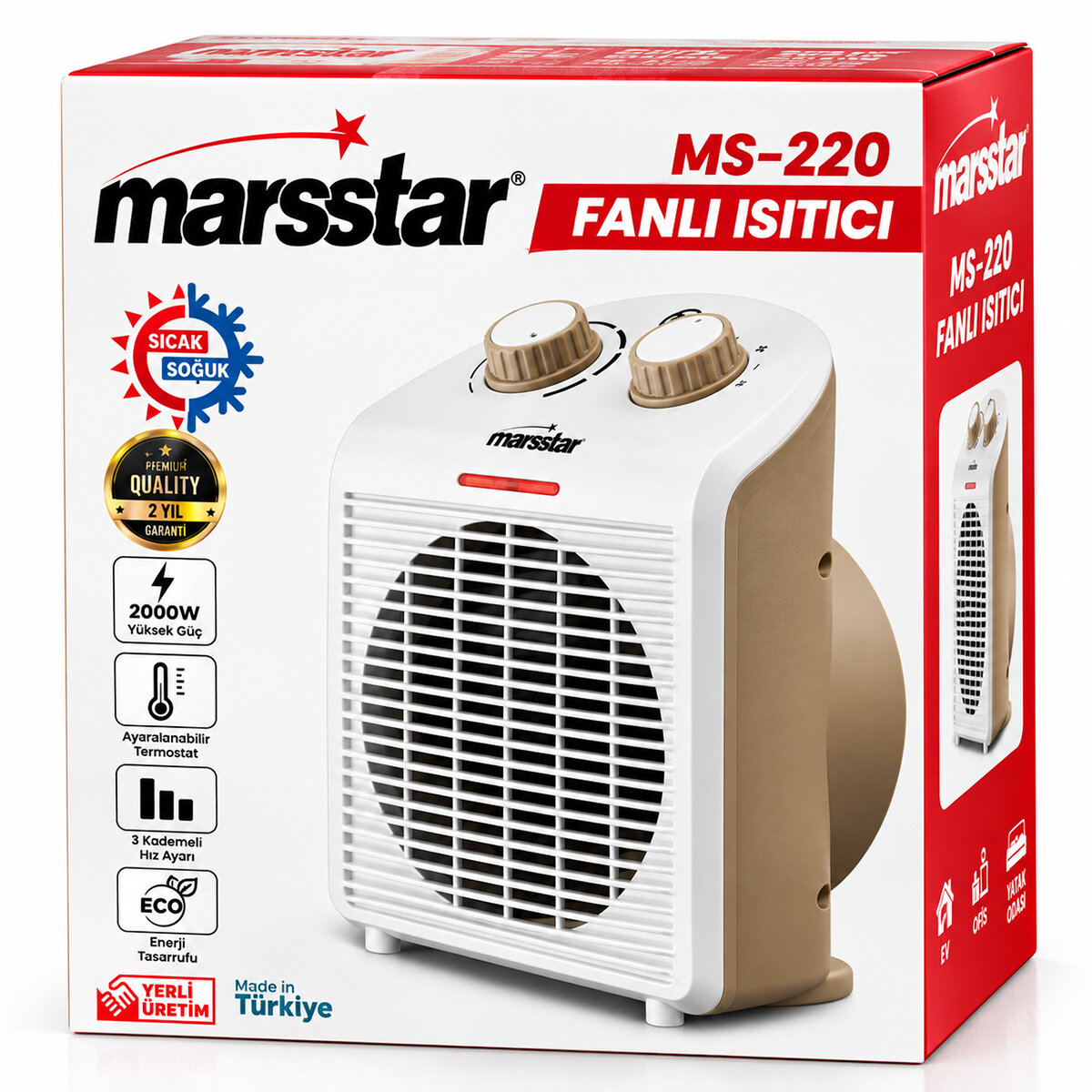 MARSSTAR MS-220 ( SICAK & SOĞUK ) TURBO FANLI ISITICI ( 3 KADEME HIZ AYAR ) ( 2000W )*8 MARSSTAR MS-220 ( SICAK & SOĞUK ) TURBO FANLI ISITICI ( 3 KADEME HIZ AYAR ) ( 2000W )*8