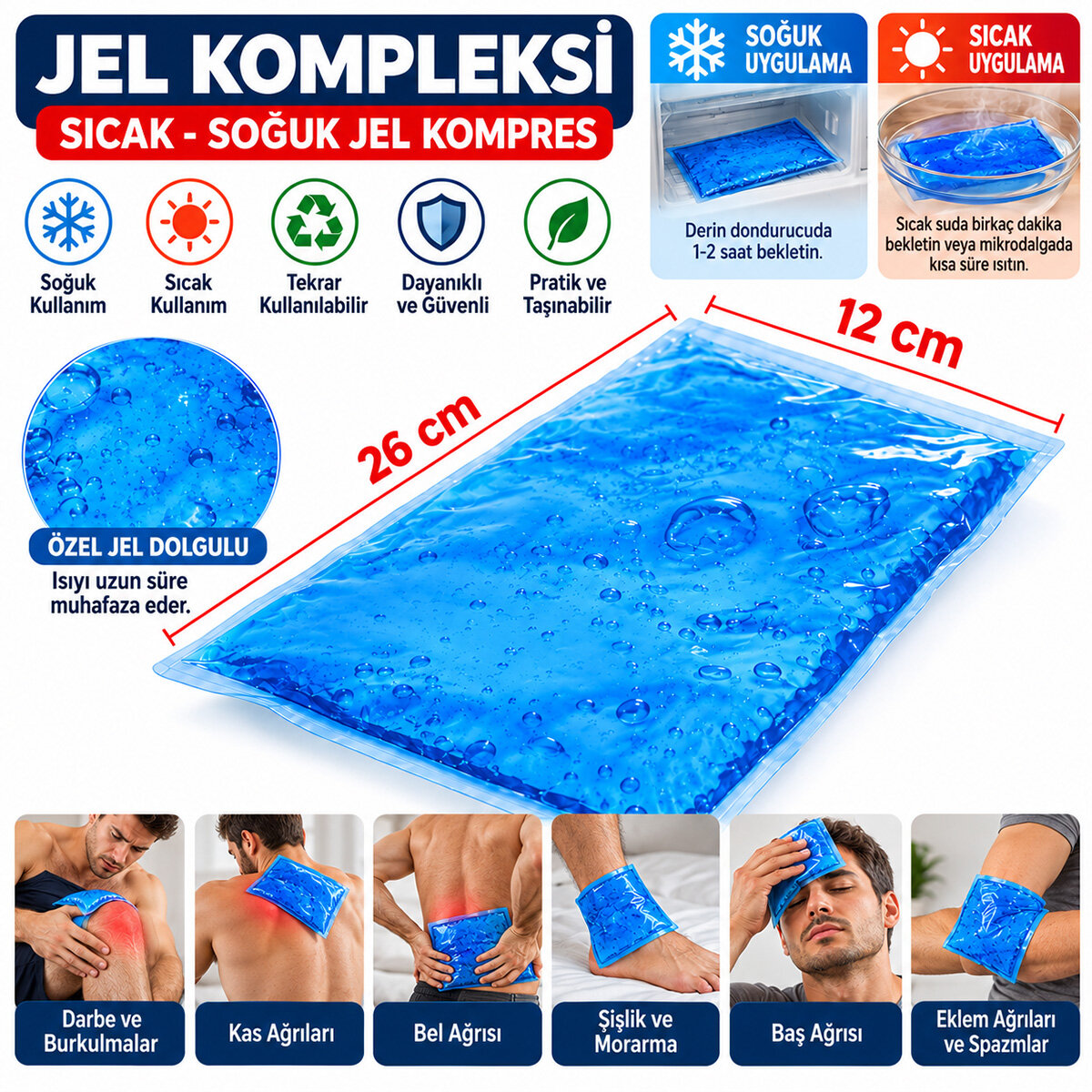 KRT-1165 VANACA ( SICAK & SOĞUK ) JEL KOMPRES & BUZ TERMOJEL ( 13X26CM )*60=K