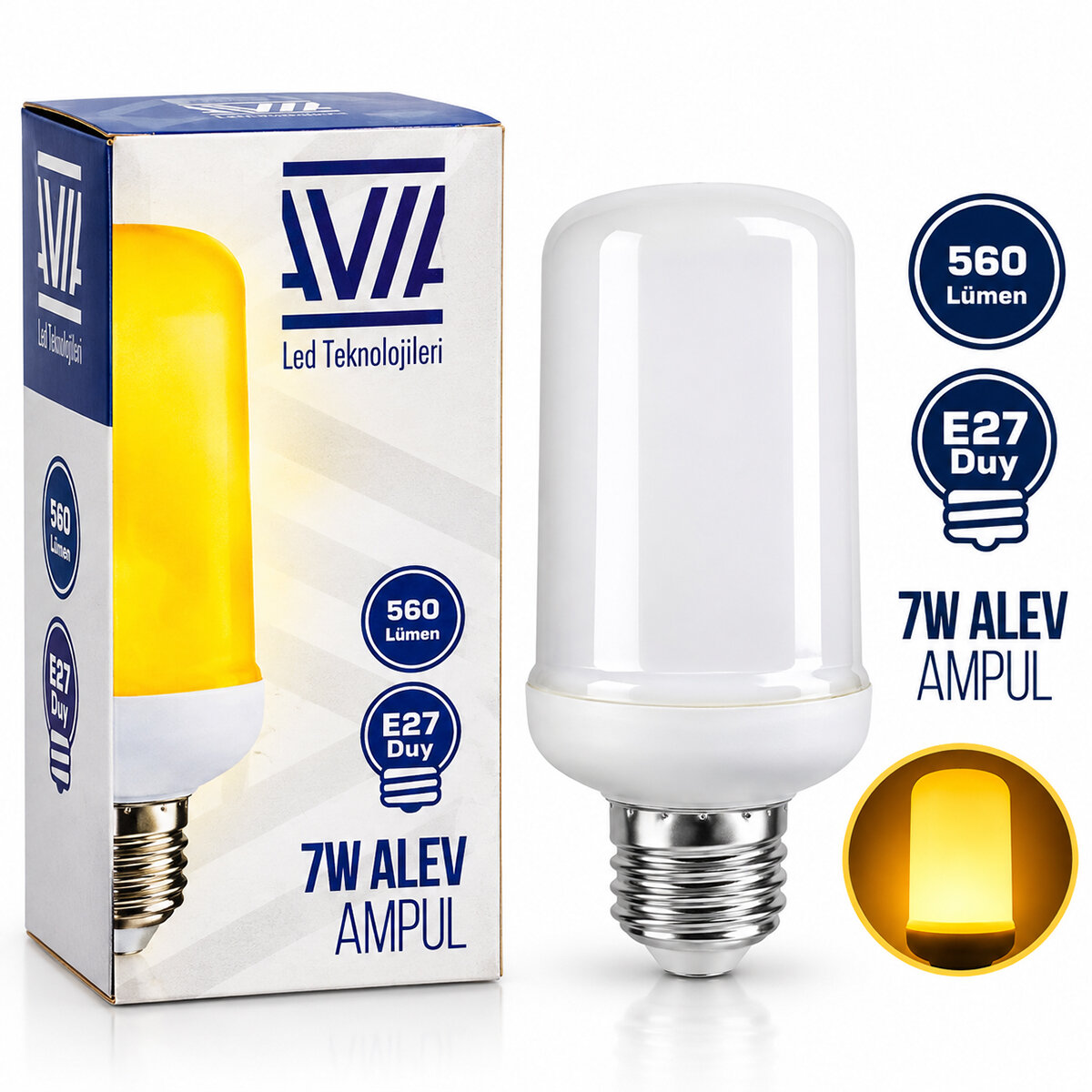 AVIA IP20 ( 7W ) ( E27 ) ( ALEV ) AMPUL LAMBA ( 560 LÜMEN )*200
