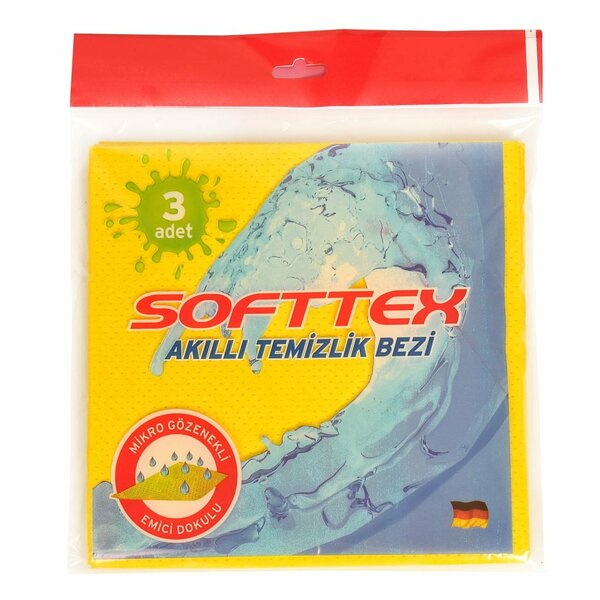 Softtex 3’lü Delikli Sarı Temizlik Bezi SYK-006